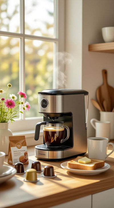 
Cápsulas, café y máquinas