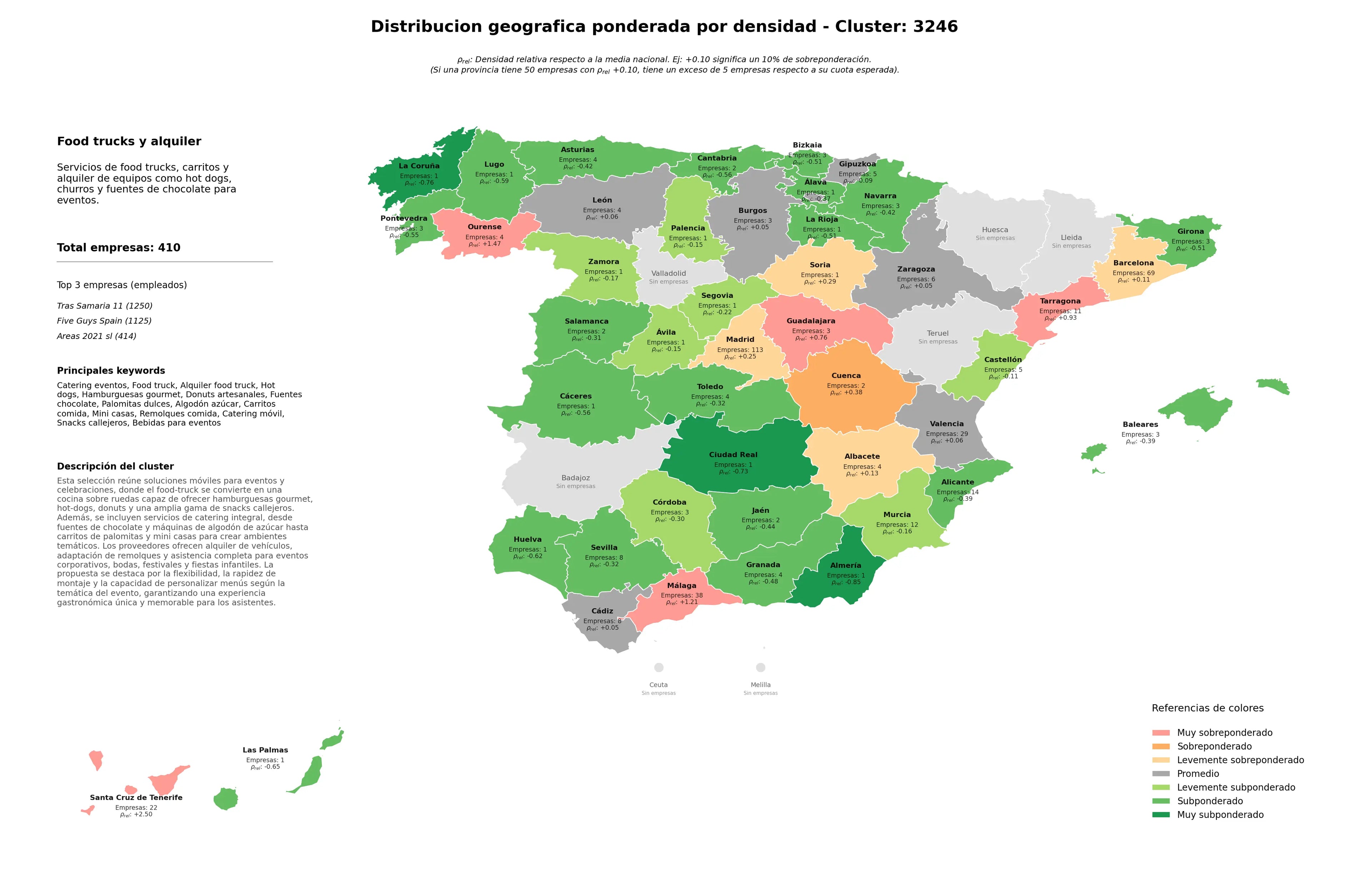 distribución geográfica alquiler food truck, donuts artesanales, remolques comida