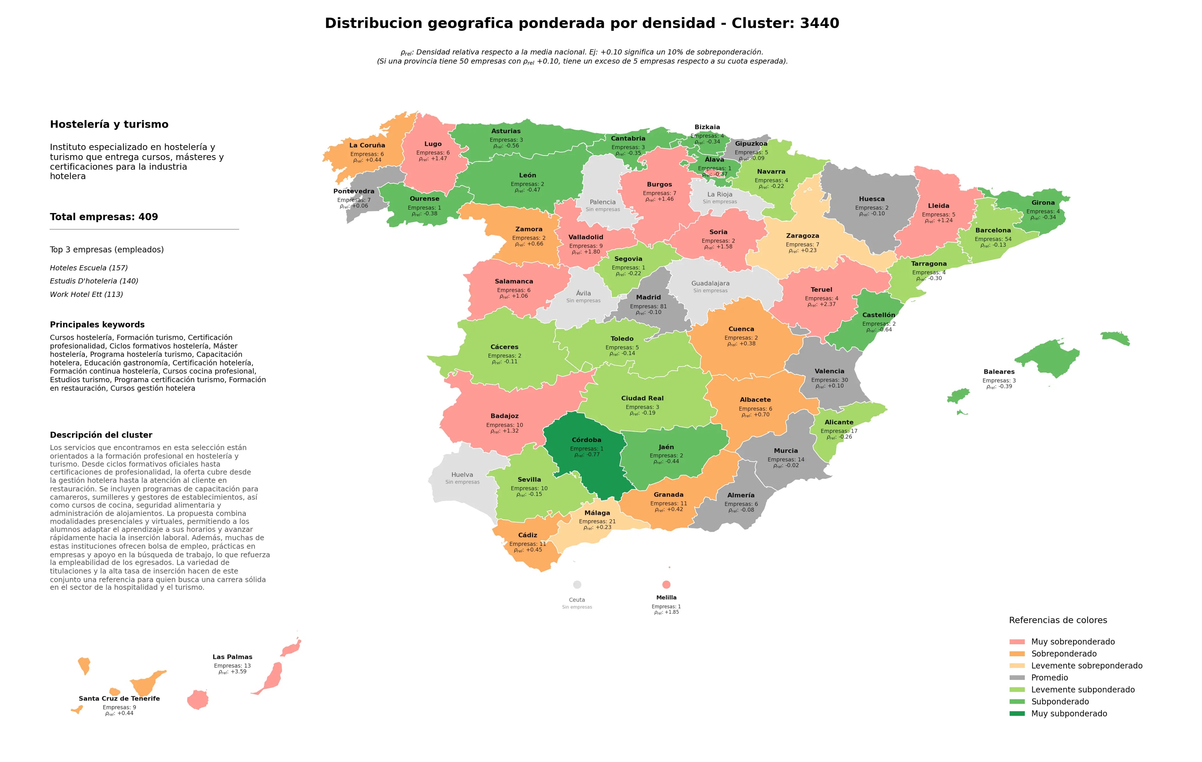 distribución geográfica cursos hostelería, estudios turismo, cursos gestión hotelera