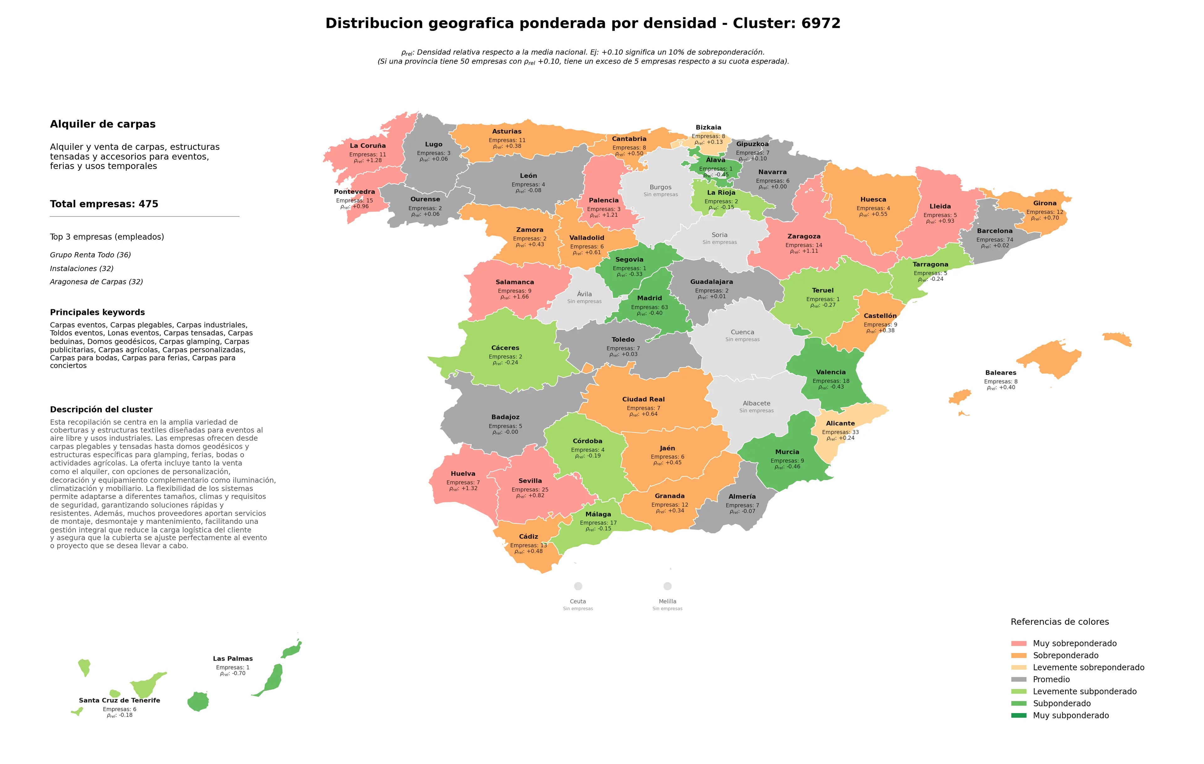 distribución geográfica carpas industriales, carpas publicitarias, carpas glamping