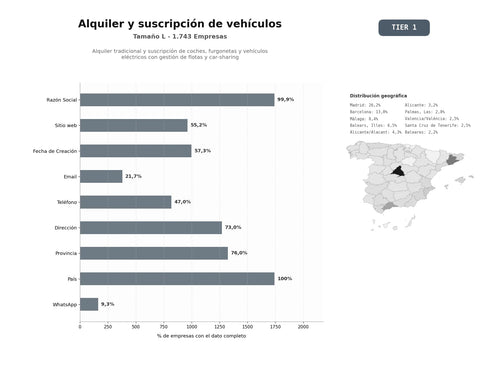bases de datos del sector Alquiler tradicional y suscripción de coches, furgonetas y vehículos eléctricos con gestión de flotas y car‑sharing
