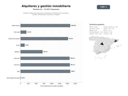 bases de datos del sector Gestión integral de alquileres y desarrollo inmobiliario de viviendas, locales comerciales y oficinas en España