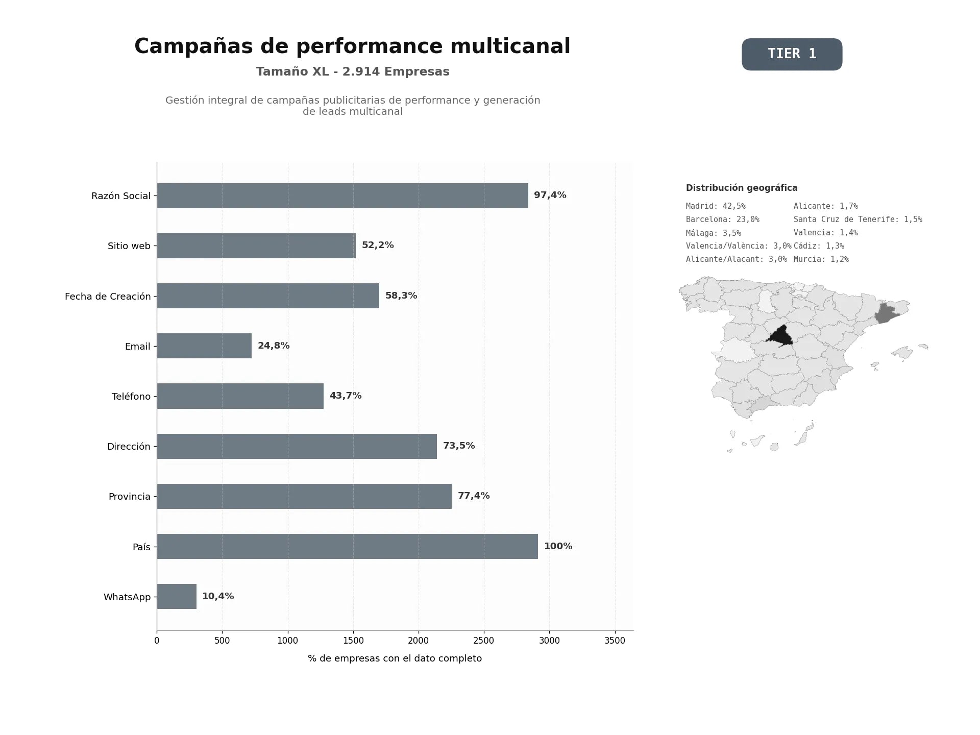 bases de datos del sector Gestión integral de campañas publicitarias de performance y generación de leads multicanal