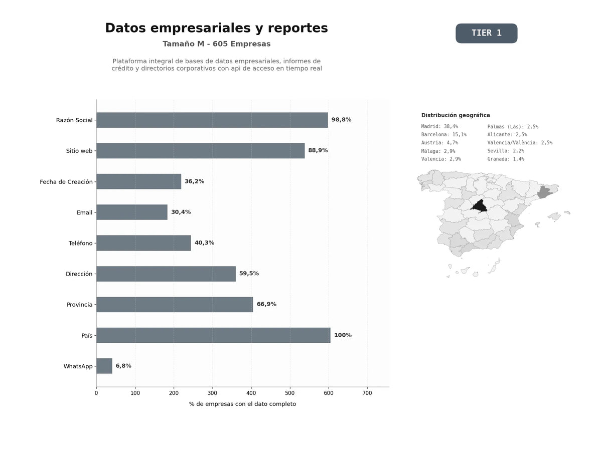 bases de datos del sector Plataforma integral de bases de datos empresariales, informes de crédito y directorios corporativos con API de acceso en tiempo real
