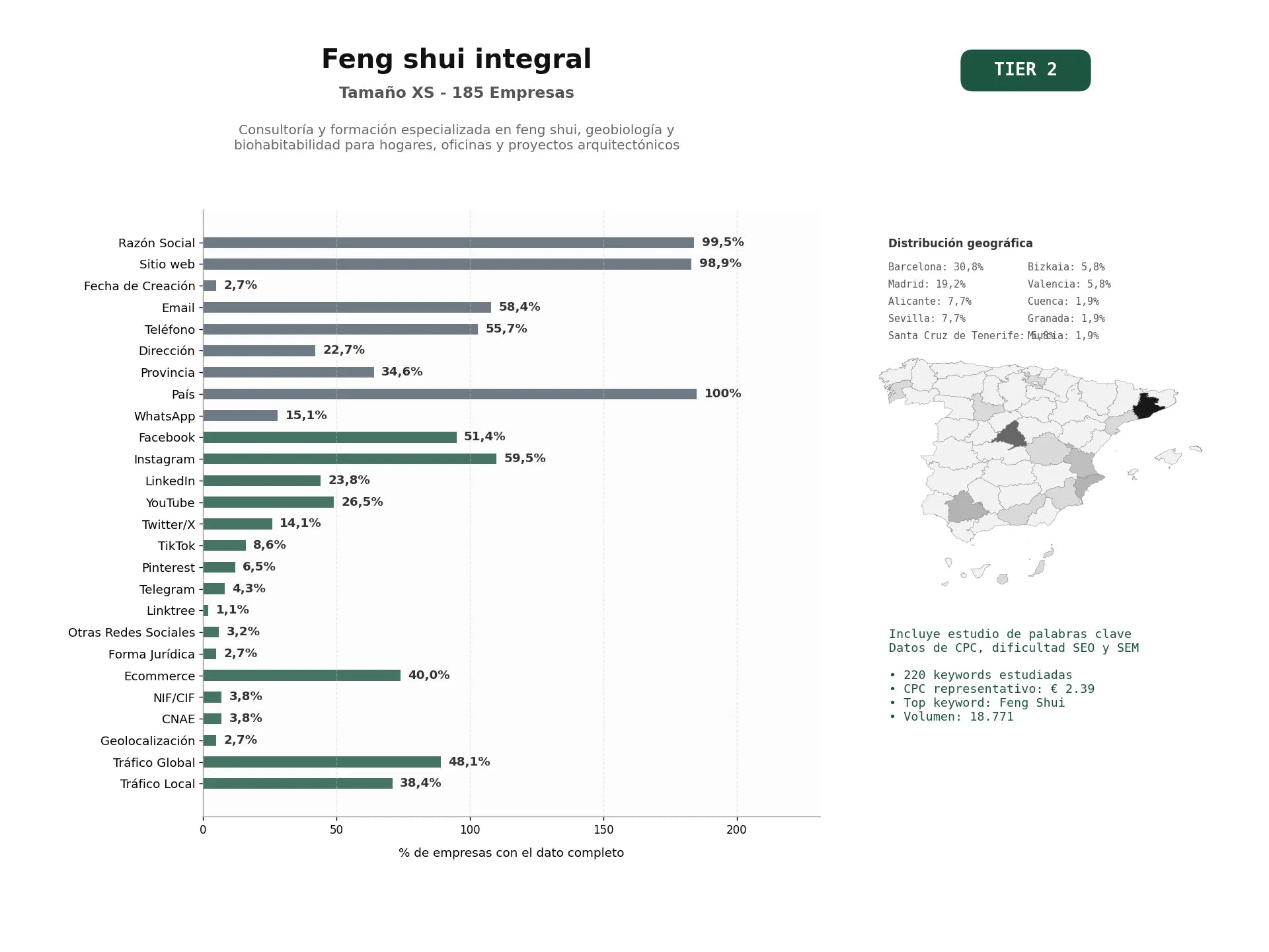 estudios de palabras clave, trafico web y datos de redes cosiales de Consultoría y formación especializada en Feng Shui, geobiología y biohabitabilidad para hogares, oficinas y proyectos arquitectónicos