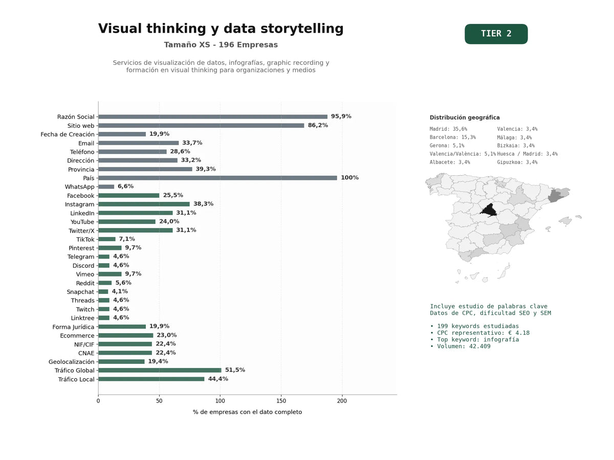 estudios de palabras clave, trafico web y datos de redes cosiales de Servicios de visualización de datos, infografías, graphic recording y formación en visual thinking para organizaciones y medios