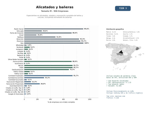 estudios de mercado y posicionamiento en chats de inteligencia artificial de Especialistas en alicatados, solados y renovación completa de baños y cocinas, incluyendo esmaltado de bañeras