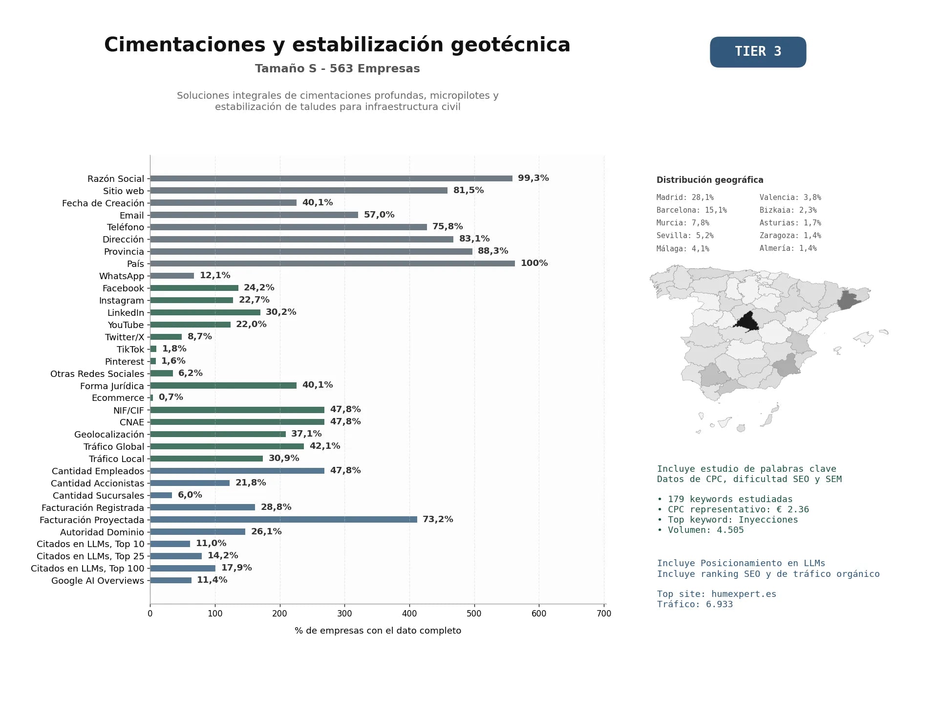 estudios de mercado y posicionamiento en chats de inteligencia artificial de Soluciones integrales de cimentaciones profundas, micropilotes y estabilización de taludes para infraestructura civil