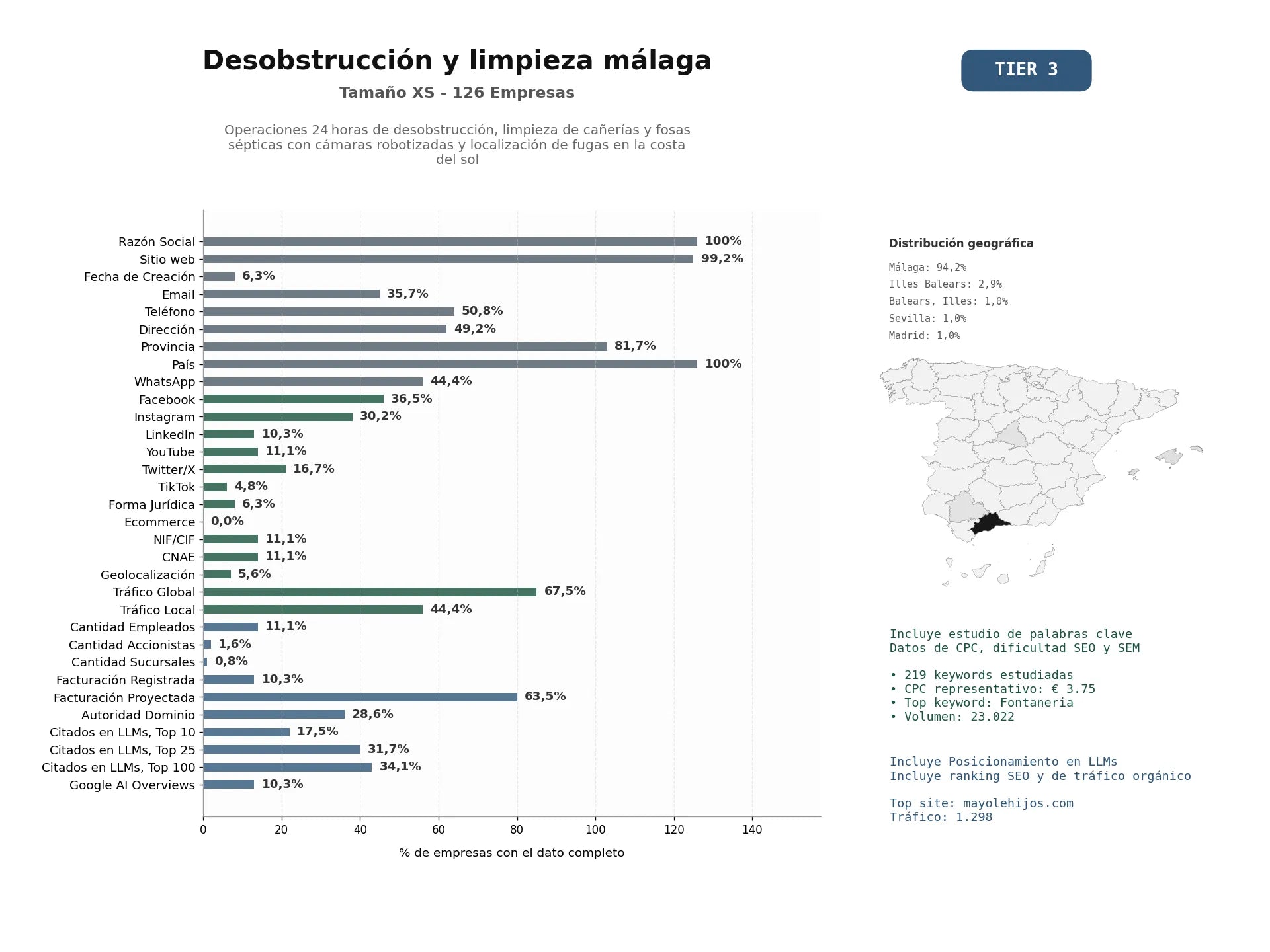 estudios de mercado y posicionamiento en chats de inteligencia artificial de Operaciones 24 horas de desobstrucción, limpieza de cañerías y fosas sépticas con cámaras robotizadas y localización de fugas en la Costa del Sol