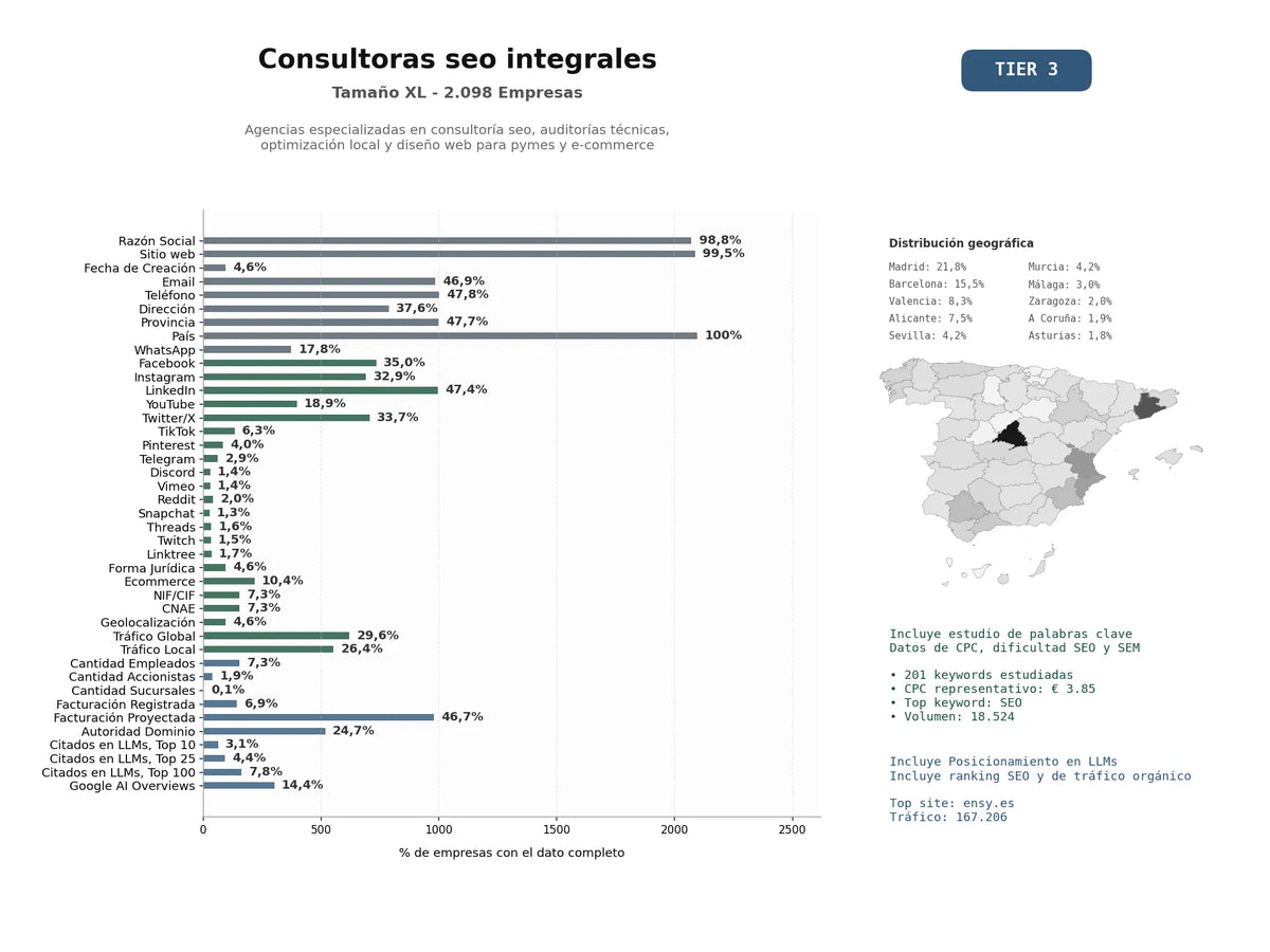 estudios de mercado y posicionamiento en chats de inteligencia artificial de Agencias especializadas en consultoría SEO, auditorías técnicas, optimización local y diseño web para pymes y e‑commerce
