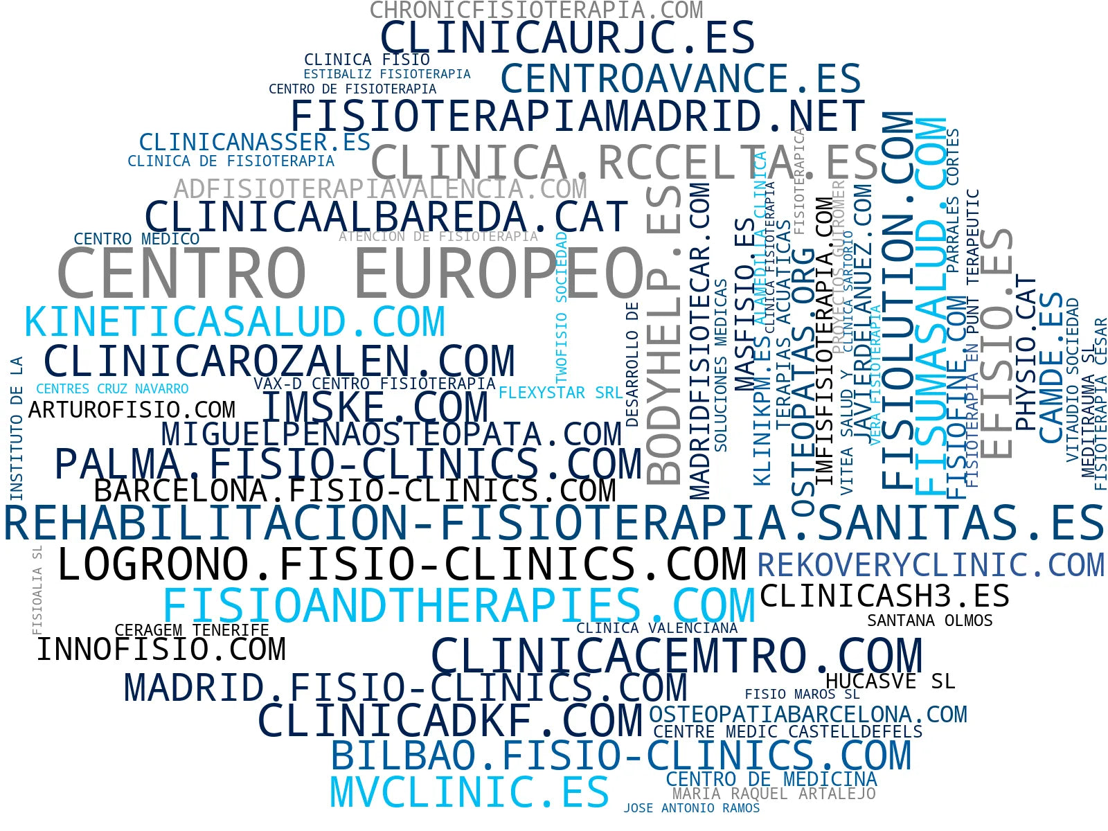 top competidores del nicho osteopatía, masaje terapéutico, presoterapia