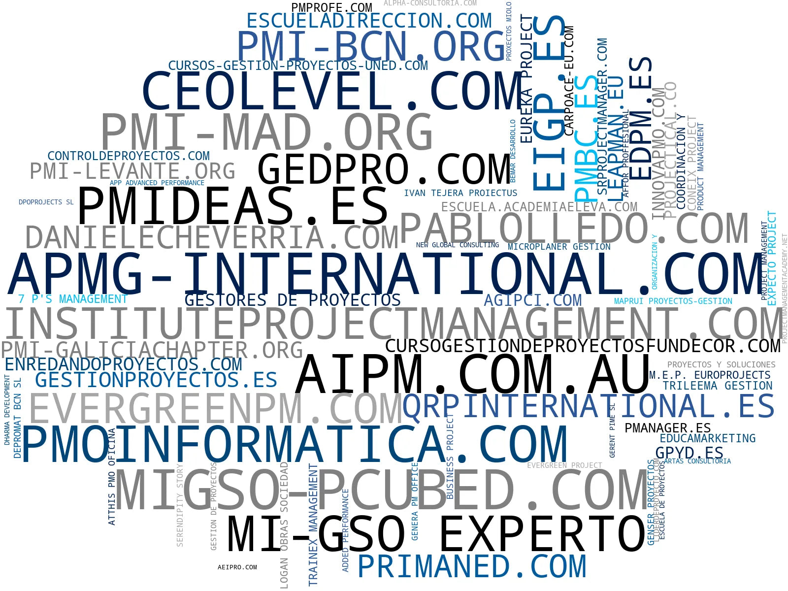 nube de conceptos formación en gestión, desarrollo de proyectos, consultoría PMO