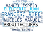 nube de conceptos interiorismo arquitectura, arquitectura educativa, arquitectura industrial