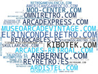 nube de conceptos juegos clásicos, consolas de época, kits arcade