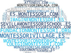 wordcloud de mercado educación infantil Montessori, campamento verano Montessori, educación bilingüe
