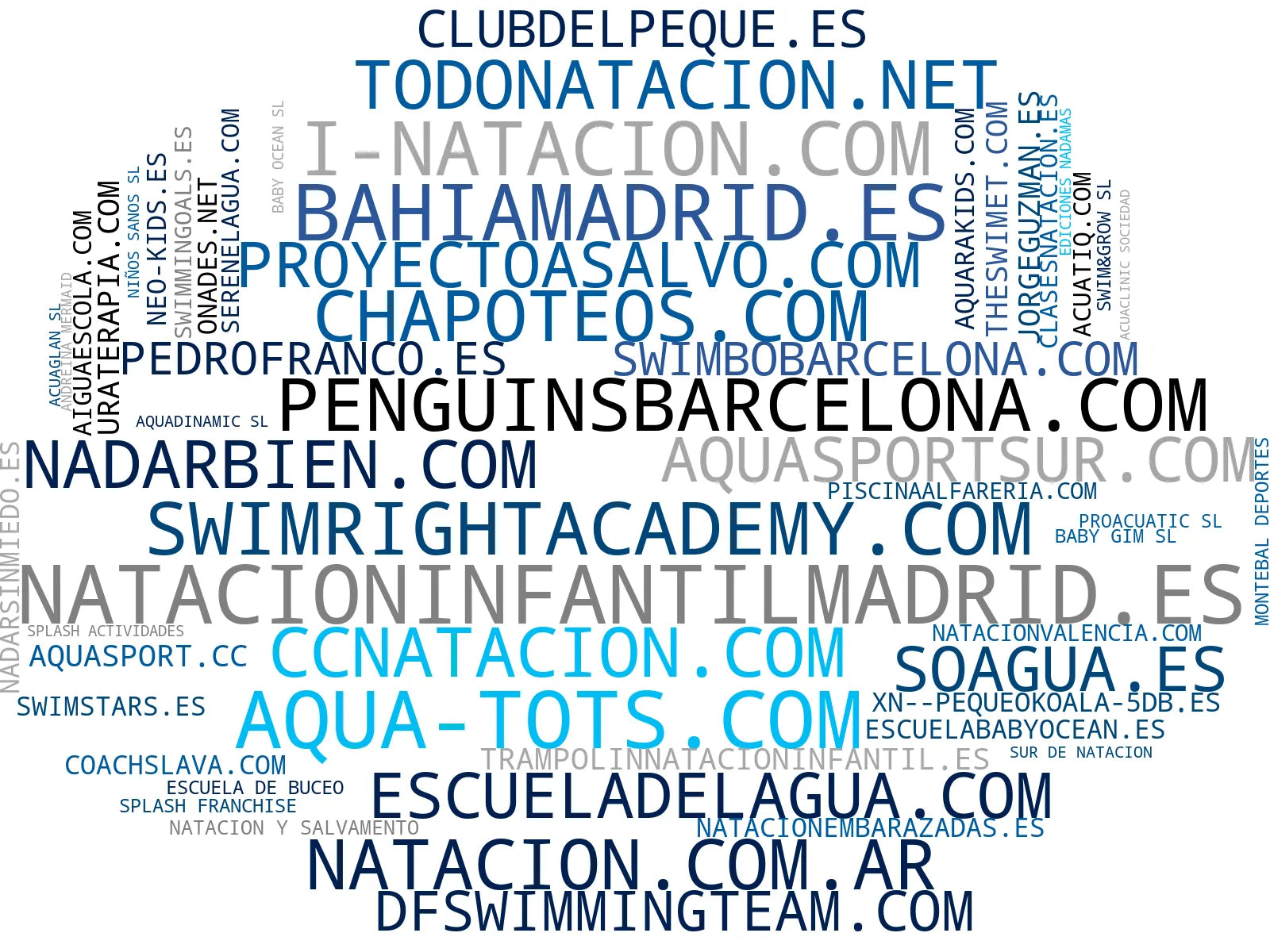 mapa de términos clases de natación, natación y fitness, natación adaptada