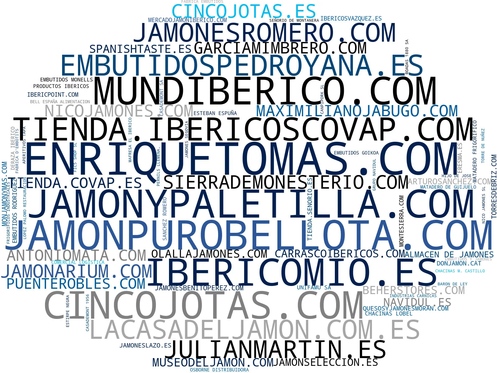 wordcloud de mercado embutidos ibéricos, productos gourmet, virutas jamón ibérico