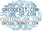 nube de conceptos códigos QR dinámicos, códigos QR con logo, códigos QR estáticos
