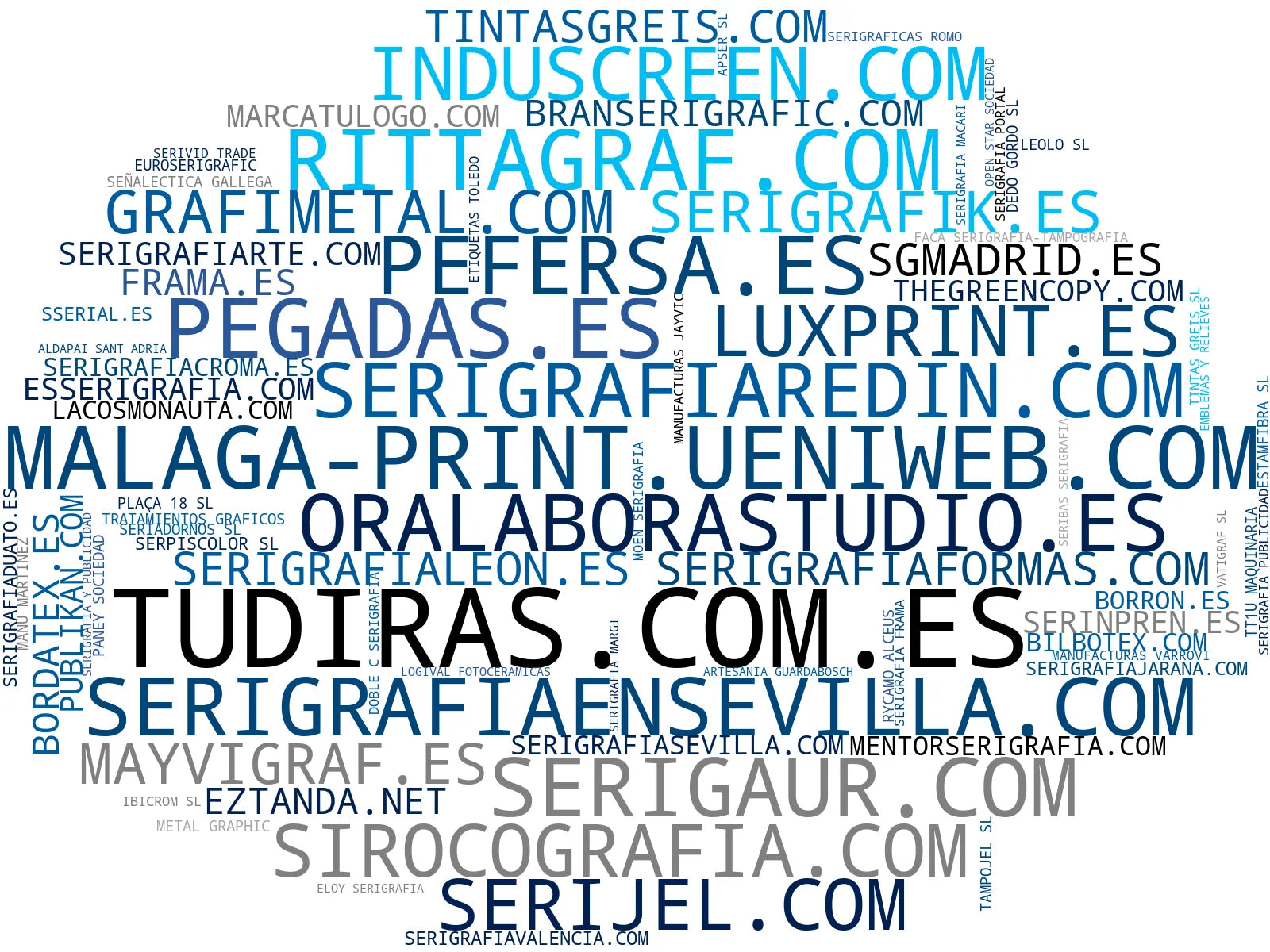 wordcloud de mercado serigrafía textil, sublimación, personalización ropa