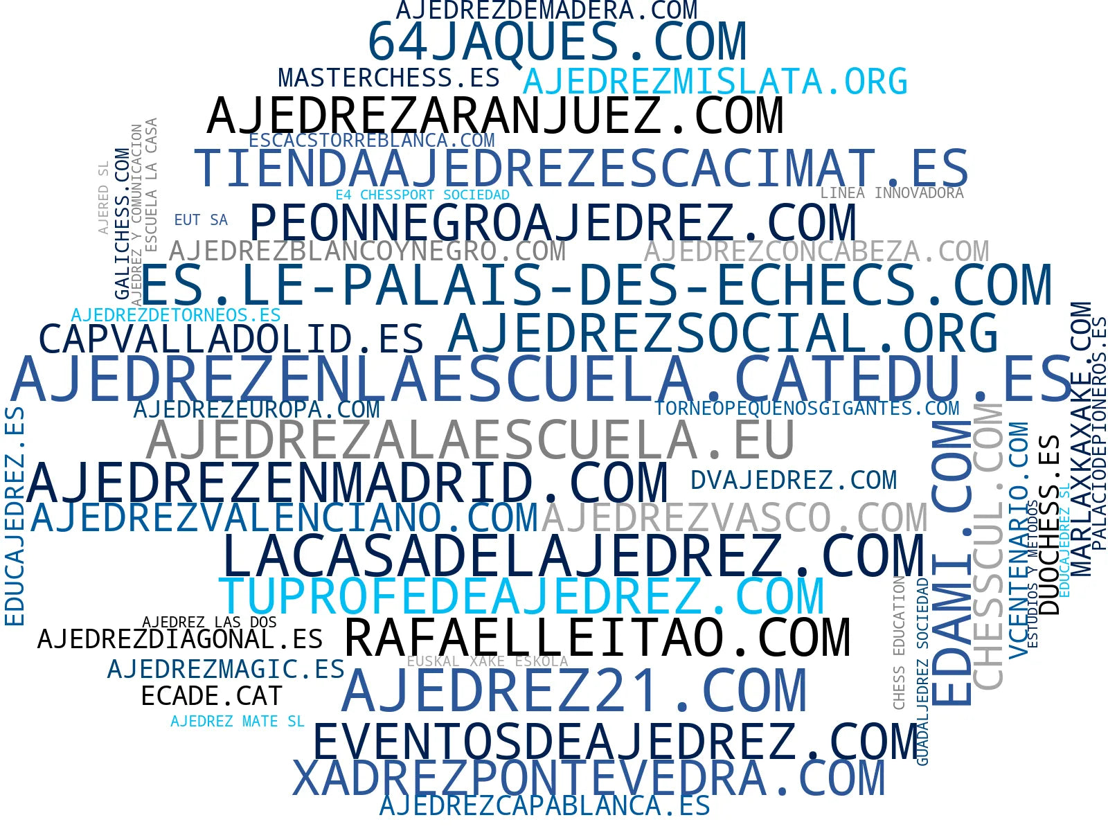 wordcloud de mercado torneos ajedrez locales, cursos ajedrez niños, relojes ajedrez oficiales