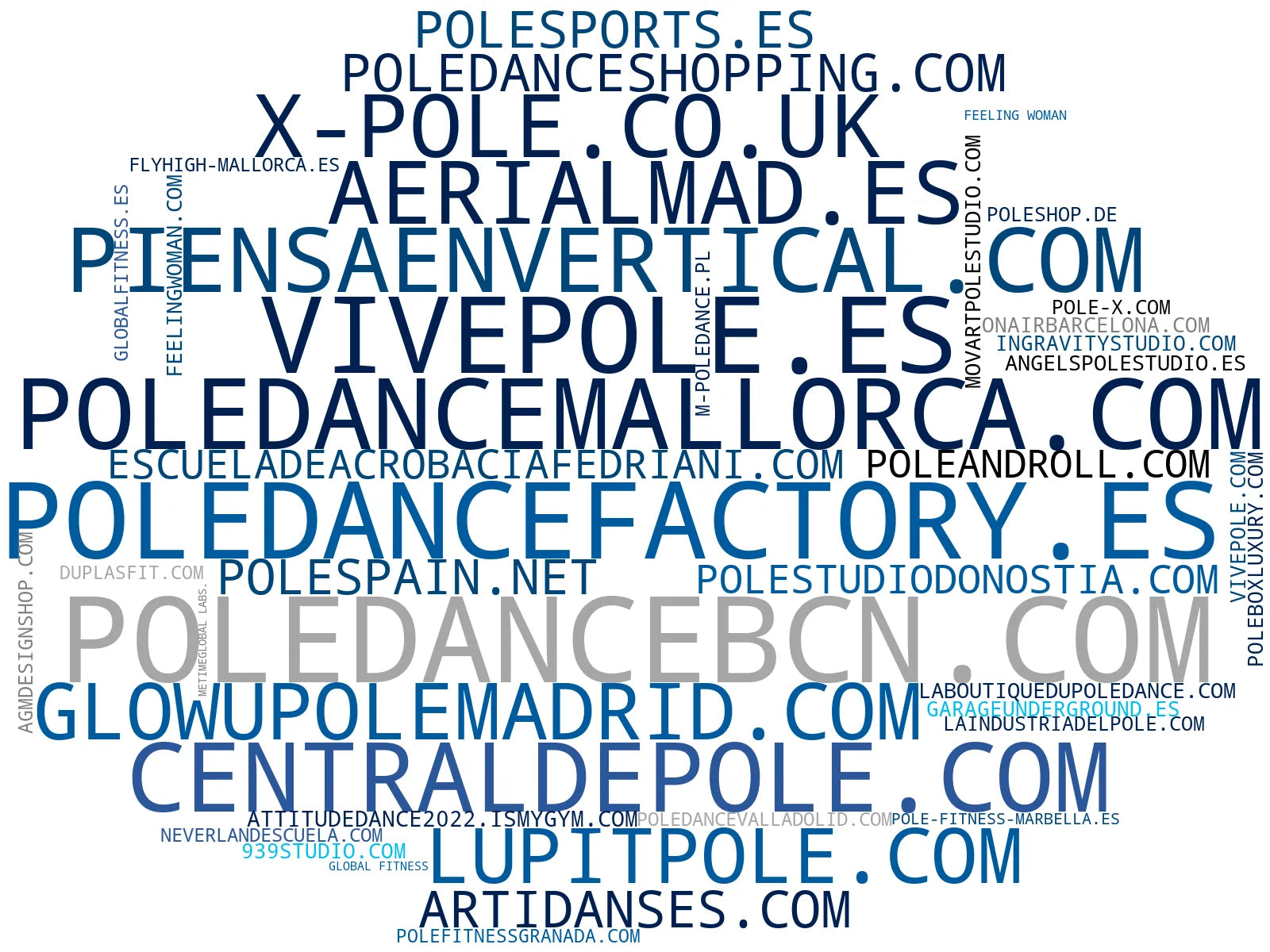 wordcloud de mercado pole fitness, clases de aerial silks, clases de pole style