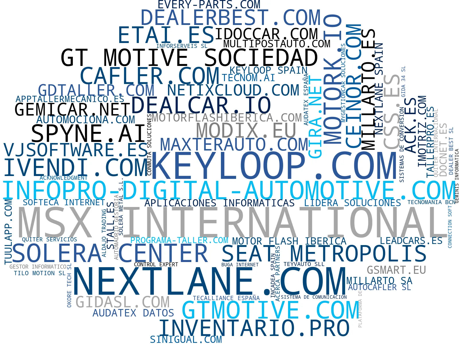 wordcloud de mercado software gestión talleres, solución digital concesionario, gestión flotas