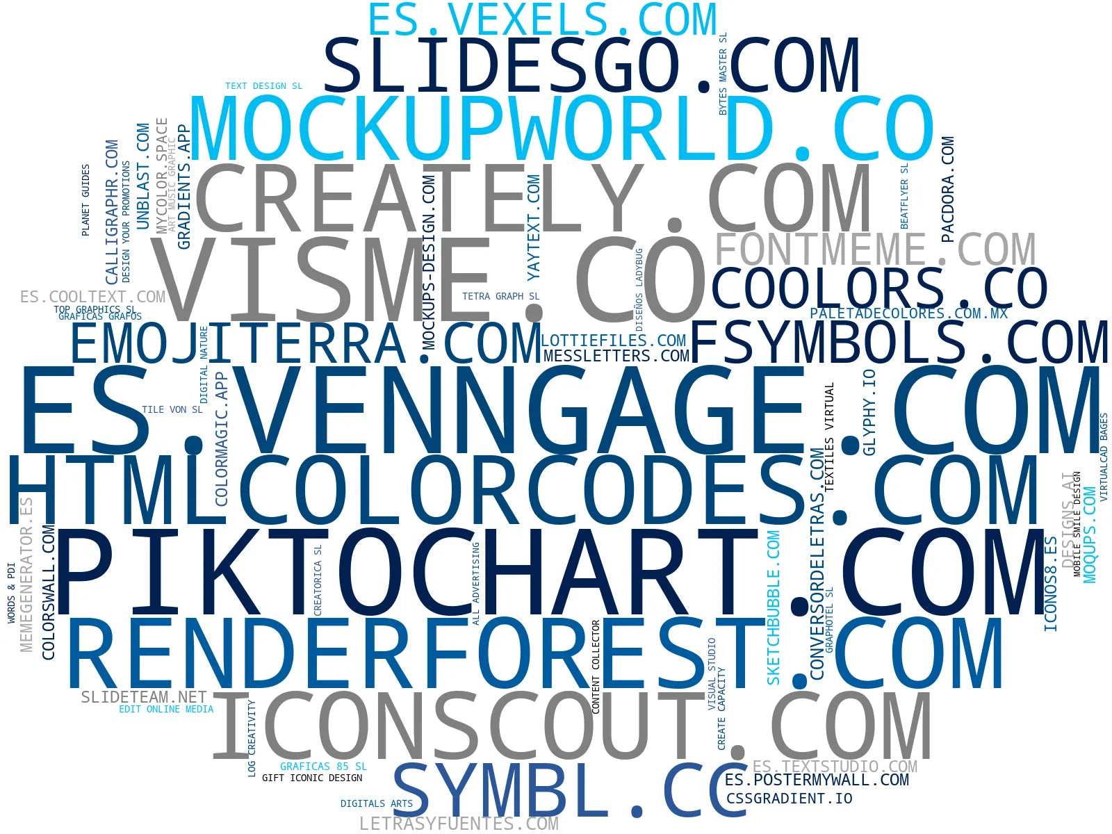 top competidores del nicho generador paletas colores, iconos vectoriales libres, generador gradientes CSS