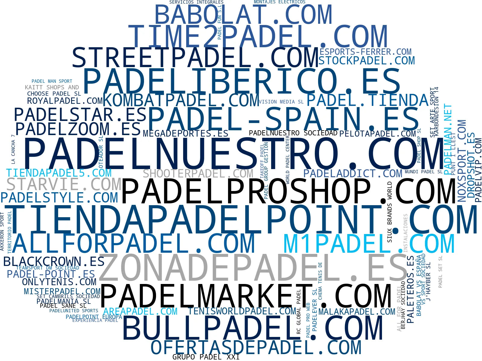 wordcloud de mercado accesorios de pádel, pelotas de pádel, paletas de pádel