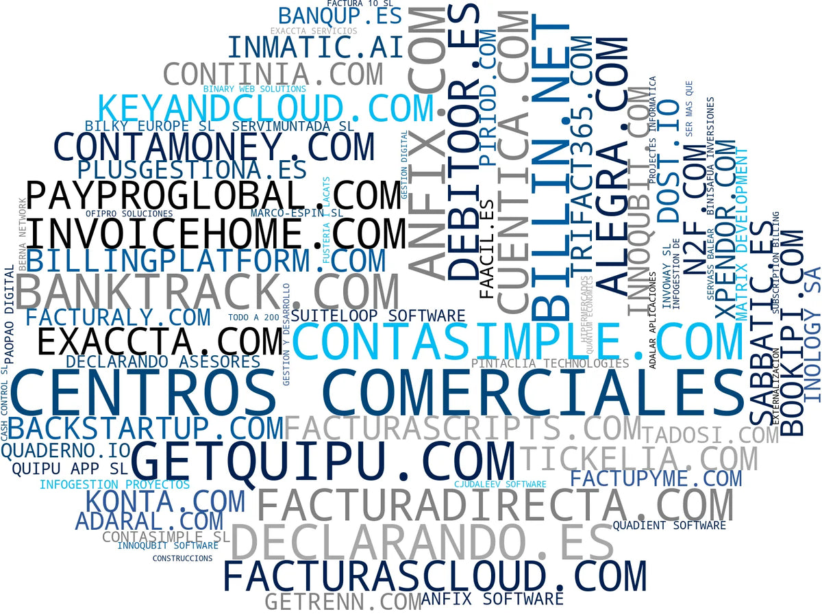 nube de conceptos software facturación, gestión de proyectos, conciliación bancaria