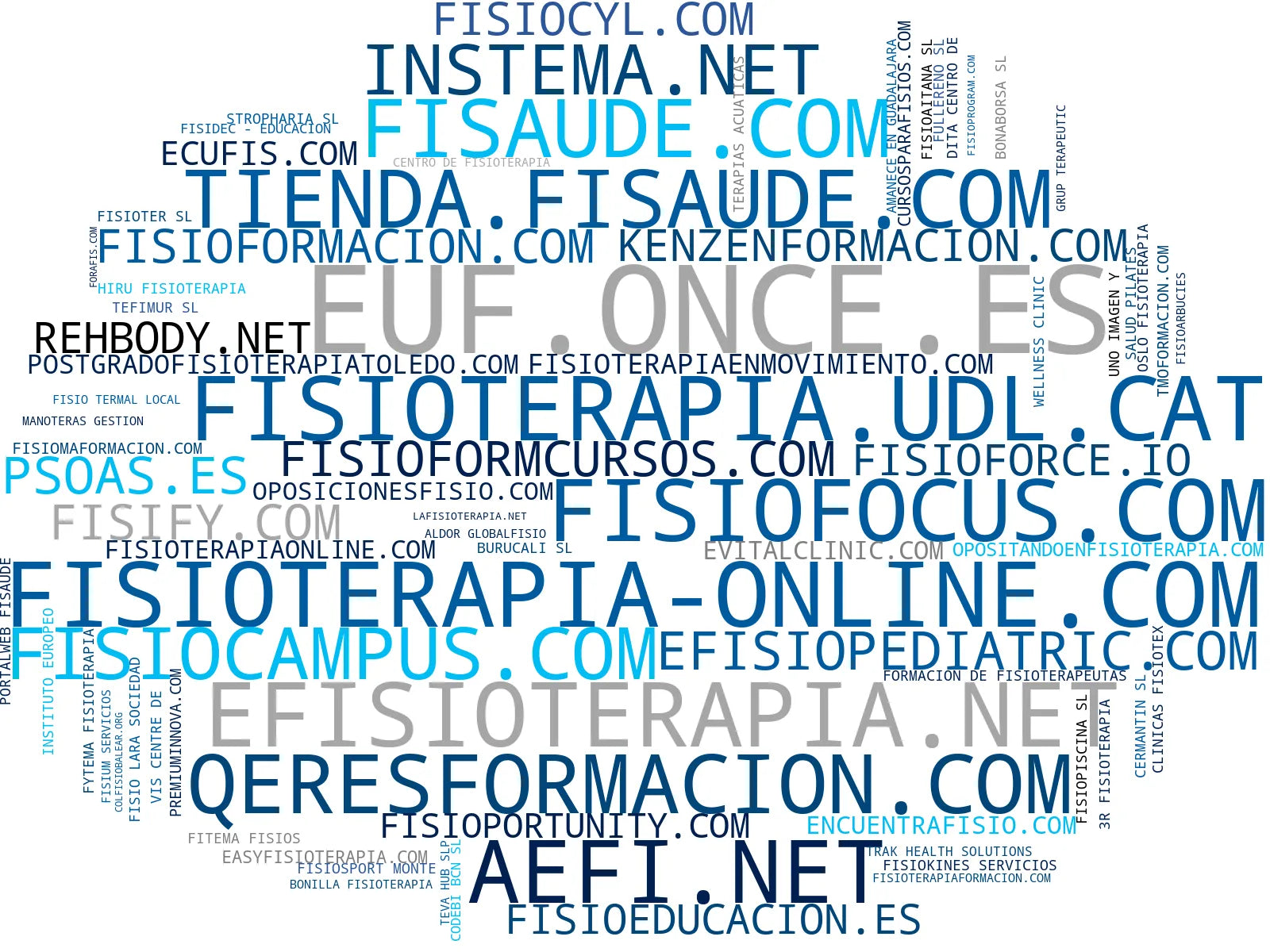 nube de conceptos fisioterapia, masajes terapéuticos, directorios fisioterapeutas