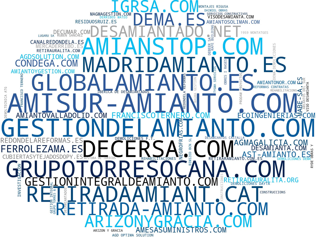 nube de conceptos gestión residuos amianto, retirada uralita, seguridad en altura