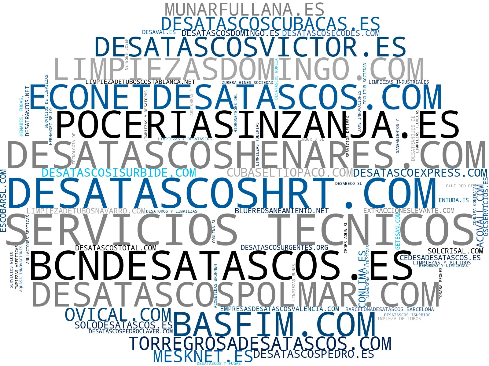 mapa de términos desatascos, limpieza de tuberías, limpieza industrial