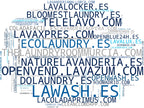 nube de conceptos lavandería autoservicio, lavandería industrial, planchado ropa