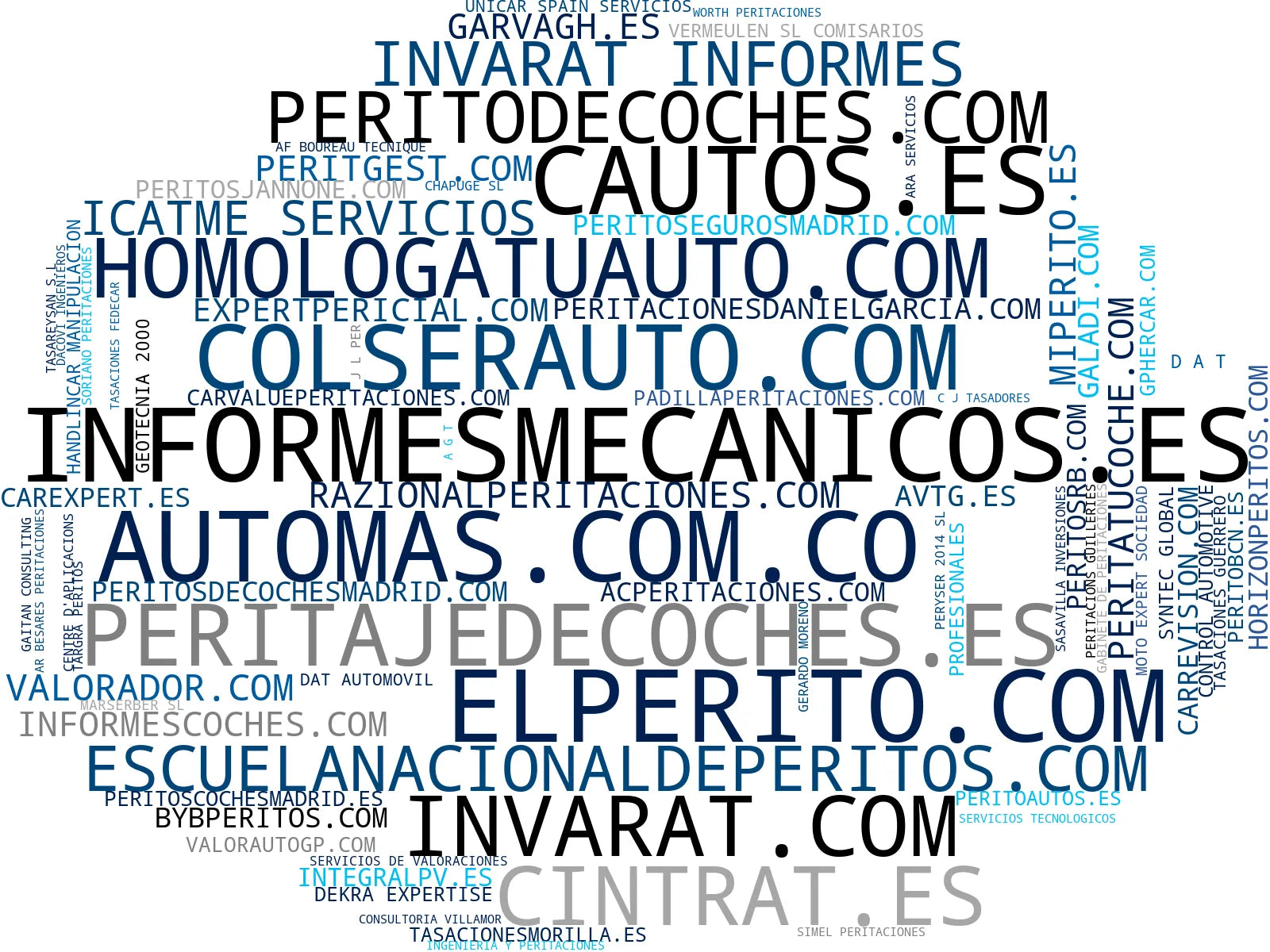 wordcloud de mercado peritaje de vehículos, peritaje de flotas, informe pericial vehicular