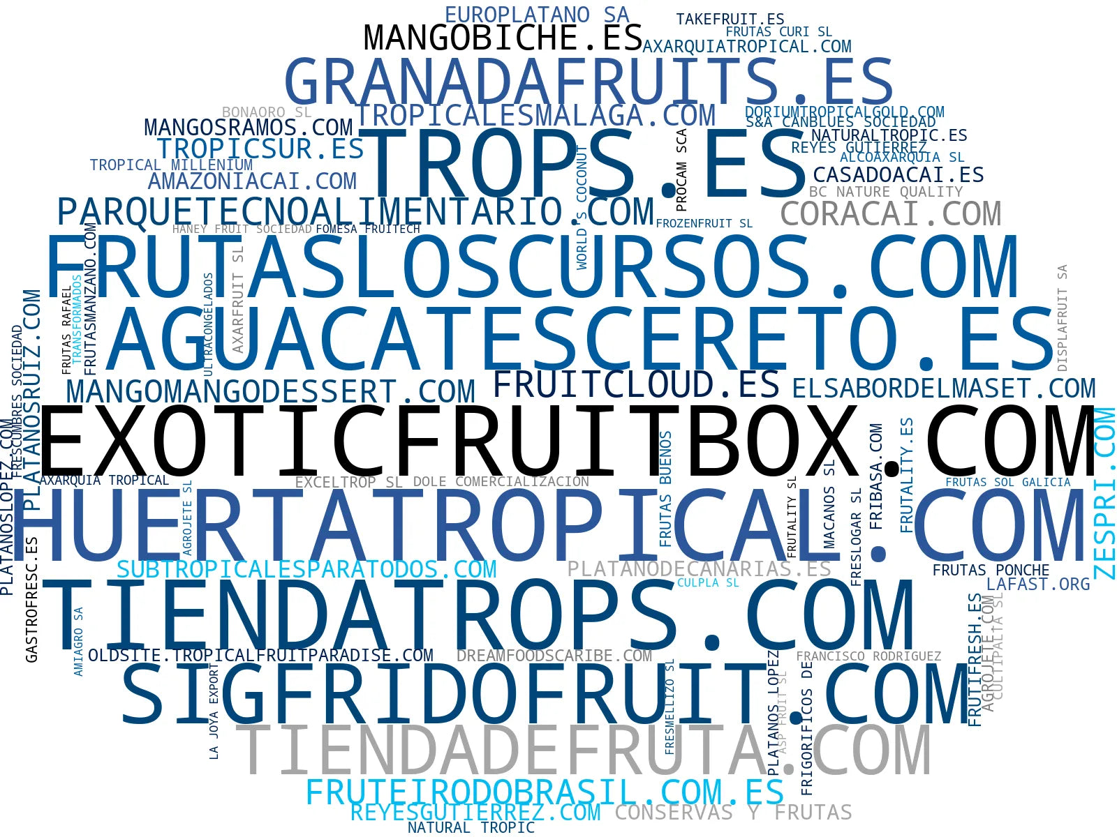 wordcloud de mercado fruta tropical, pitahaya, piña