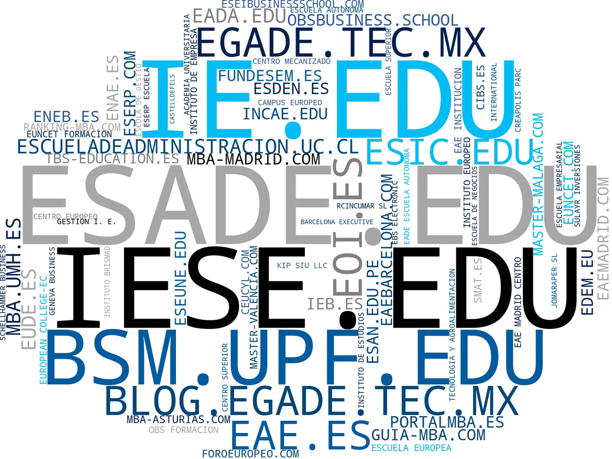 wordcloud de mercado MBA, programa maestría, licenciatura empresarial